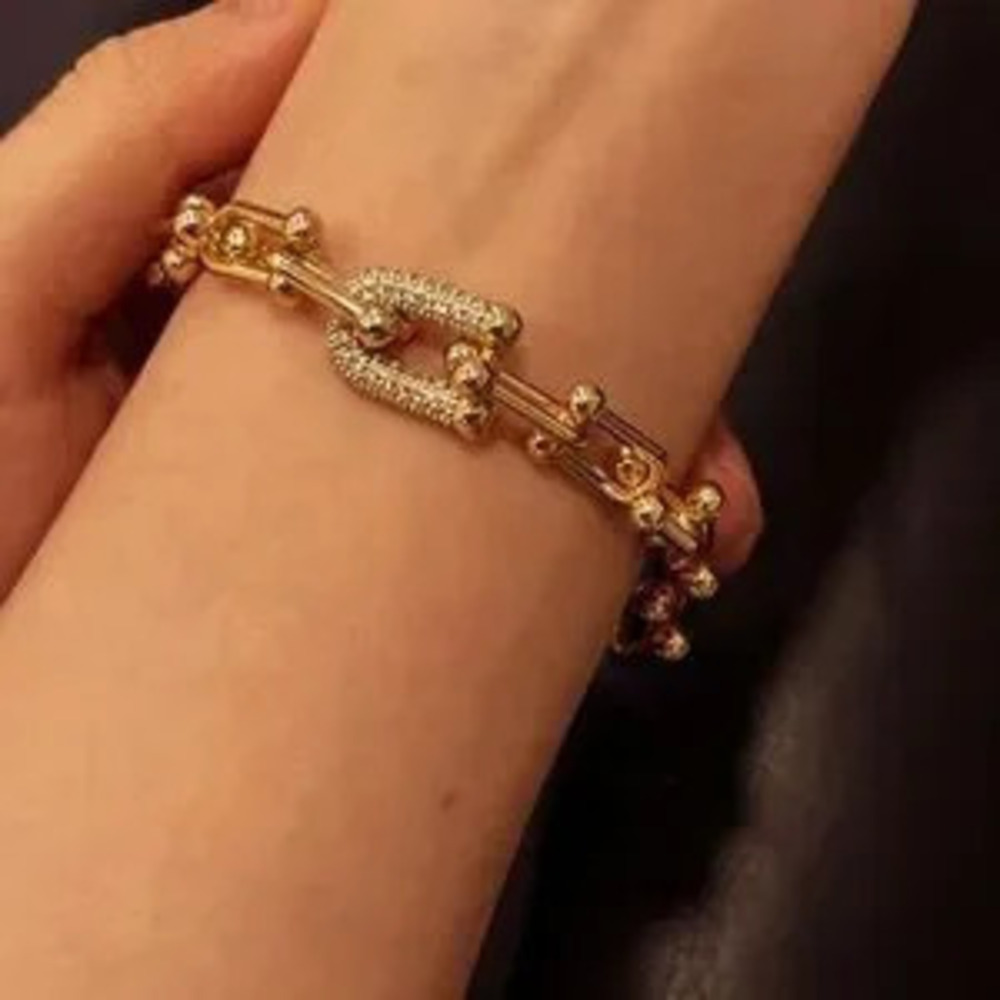 NEW?14k Gold Plated Link Bracelet with Cubic Zirconia - Picture 3 of 6